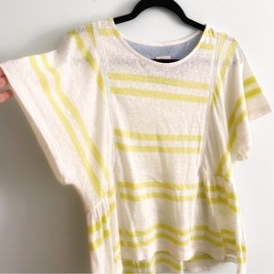 Anthropologie White and Yellow Striped Blouse